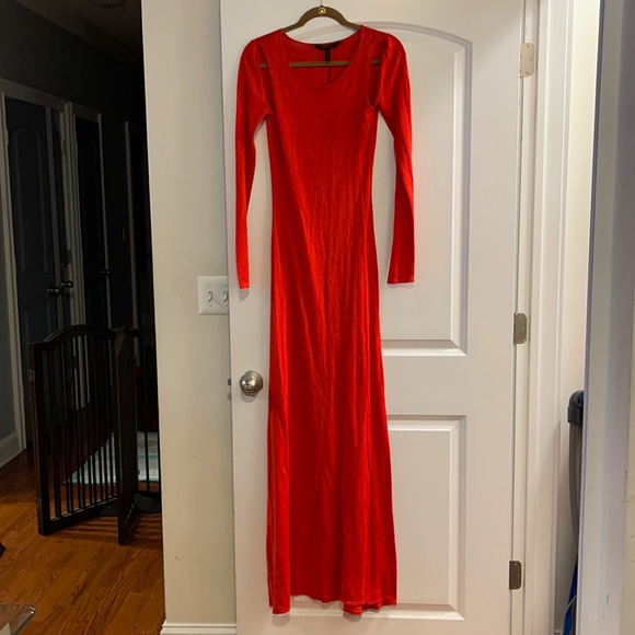 BCBGMaxAzria Dresses & Skirts - BCBG Max Azria small orange knit long with cut on top dress NWT